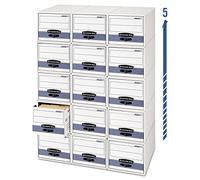 Bankers Box 6 Pack STOR Armoire de classement avec 5 boîtes à archives en hauteur, lettre, blanc/bleu
