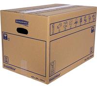 Bankers Box 6208301 Lot de 10 boîtes en carton de 43 x 30 x 25 cm avec poignées pour déménagements, rangement et transport Ultrarésistantes Canal double renforcé Taille M 32 litres