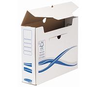 Bankers Box Boîte archives BASIQUE dos de 8 cm montage manuel carton blanc/bleu