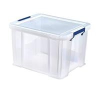 Bankers Box Boîte de rangement ProStore 36 L, 30 x 37 x 31 cm, avec couvercle et poignées, empilable, plastique transparent sans BPA, dossiers suspendus et classeurs à levier, 7730801