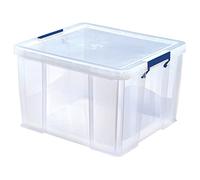 Bankers Box Boîte de rangement ProStore 48 L, 30 x 41 x 37 cm, avec couvercle et poignées, empilable, plastique transparent sans BPA, pour dossiers suspendus et rangement maison, garage, 7730901