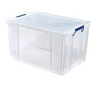 Bankers Box Boîte de rangement ProStore 85 L, 37.5 x 57.5 x 38 cm, avec couvercle et poignées, format A4, empilable, plastique transparent sans BPA, 7731101