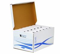Bankers Box by Fellowes – Pack Conteneur Maxi + 6 Boîtes d'archives dos de 8 cm Basic Bleu et Blanc
