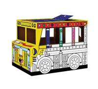 BANKERS BOX® Cabane en Carton à Colorier - Modèle Bus Scolaire (114,3 x 78,74 x 83,82 cm) - Activité Créative avec Portes & Toit Ouvrant - Montage Facile - Certifiée FSC & 100% Recyclable - Dès 3 Ans