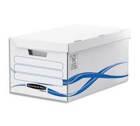 Bankers Box Conteneur Basique À Ouverture Sur Le Dessus, Montage Manuel, En Carton Blanc/Bleu