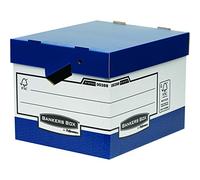 BANKERS BOX Fellowes System Caisses d'Archivage Flip Top à Charge Lourde avec Poignées Ergonomiques Bleu/Blanc Lot de 10 0038801