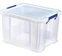 Bankers Box Lot de 3 Boîtes de rangement ProStore 36 L, 30 x 37 x 31 cm, avec couvercle et poignées, empilable, plastique transparent sans BPA, pour dossiers suspendus et classeurs à levier, 7730802