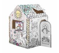 Bankers Box Cabane en carton Licorne, à colorier, à peindre, idéal pour vos enfants, Maison de jeu en carton recyclable très résistant, 120 x 95.7 x 80.5 cm, 4 fenêtres, à partir de 3 ans, 1232401