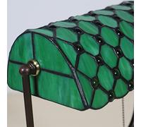 Bankers Lamp Green Stained Glass Desk Lamp, Lamp,Vintage Table Lamp with Alloy Base Antique Crystal Beads Bedside Reading Lamp for Living Room Bedroom Office Home Decoration,E