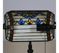 Bankers Lamp Green Stained Glass Desk Lamp, Lamp,Vintage Table Lamp with Alloy Base Antique Crystal Beads Bedside Reading Lamp for Living Room Bedroom Office Home Decoration,C