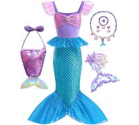 BanKids Costume de princesse Ariel de la petite sirène avec accessoires, taille 8 à 9 (K77, 150 cm)