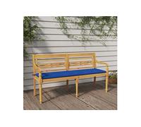 vidaXL Bankje Batavia met koningsblauw kussen 150 cm massief teakhout3100836 Bleu G