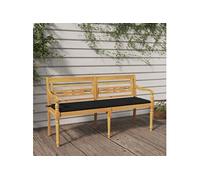 Vidaxl Banc Batavia Avec Coussin Noir 150 Cm Bois De Teck Massif