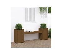 Bankje met plantenbakken 180x36x63 cm grenenhout honingbruin825166