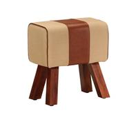 vidaXL Bankje turnbok 38 cm cuir véritable et bois de manguier massif marron320787 Brun G
