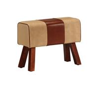 vidaXL Banc saut de cheval 58cm Marron Cuir véritable et bois manguier