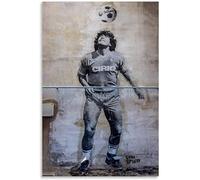 Banksy Art Maradona Photo Impression, Figurine D'action De Football Diego Maradona Jouer, Toile Art Affiche Et Art Mural, Décor D'œuvres D'art Moderne Football Star, Sans Cadre,70 × 90cm