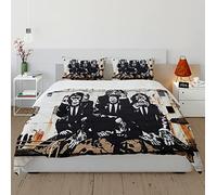 Banksy Graffiti Art Housse de Couette 3 singes Ensemble de literie rétro léger Confortable avec Fermeture éclair cachée Collection de literie Douce pour Toutes Les Saisons 200x200cm
