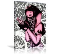 Banksy Graffiti Art Princesse Grenade Mural Sur Toile Grandes Impressions Tendues EncadréEs Pour La Salon Chambre DéCoration Murale Murs PrêTs à Accrocher (60x100cm) 24×40 pouces Cadre intérieur