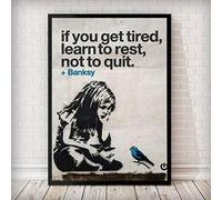 Banksy Graffiti Murale Art "If You Get Fatigued Learn To Rest Not To Quit" Poster Prints Murale Art Toile tableau Peintures Tableaux Home Decor Salon Bureau Sans Cadre 60×80cm