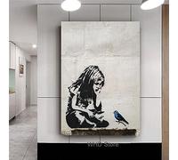 BANKSY Graffiti Street Art Girl Avec Blue Bird Affiches et Gravures Toile Art Imprimer Mur Photos Mur Art Décor À La Maison 70x90cm Sans Cadre