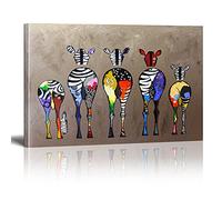 Banksy Graffiti Street Art Impression sur Toile Zèbre Coloré Tableau Pop Art Chambre Enfant Decoratifs Muraux Salon Moderne Decoration Murale 80x120cm