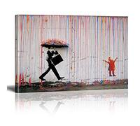 Banksy Graffiti Toile Art Décor Colorful Rain Impression sur Toile Tableau Pop Art Chambre Enfant Decoratifs Muraux Salon Moderne Decoration Murale (Avec cadre, 30x50cm)