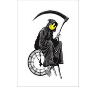 banksy-grim-reaper-white-20x30 - Toile murale - Impression sur toile sur un cadre en bois - Image parfaite pour la décoration murale