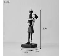 Banksy Hugging Bomb Girl Statue en résine,Sculpture,Décoration de la maison,Peace Bomb Girl Accessrespiration,Décor de salon - Type black and white
