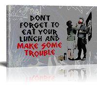 Banksy Impression sur toile Make Some Trouble Graffiti Street Art Impression sur toile prête à l'emploi sur châssis Décoration murale pour salon XXL 40 x 60 cm