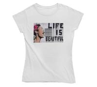 Banksy Life is Beautiful T-shirt pour femme, blanc, XL