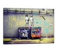 Banksy-Life is Short-Reproduction d’art mural sur toile encadrée, pour enfants, 20'' x 16 inch( 50x 40 cm ) -18mm depth