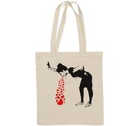 Banksy Love Sick Girl Vomiting Valentine's Day Hearts Sac fourre-tout en coton naturel Blanc