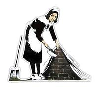 BANKSY Maid Figurent Motif | Décoration murale graffiti Autocollant en vinyle | Urban Art fenêtre, voiture, ordinateur portable Autocollant - Small - 5x5.5cm