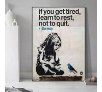 Banksy Noir Blanc Fille Oiseau Graffiti Street Art Toile Peinture Mur Art Photo pour Salon Décoration de la Maison Affiches 30x45 cm (12x18in) sans Cadre