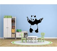 Banksy Panda et armes à feu Autocollant mural Décor Élégant Garderie Sticker Mural Salon Décalque Décalcomanies Accueil Autocollants modernes Chambre Décoration