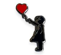 Banksy Pin's avec lanceur de fleurs et fille avec ballon à air, taille unique, Acier inoxydable, Acier inoxydable.