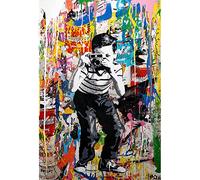 Banksy Pop Art Sourire Toile Peinture Street Art Affiches et Gravures Mur Art Photo pour Salon Décor Mural 50x70cm (20x28in) Sans Cadre