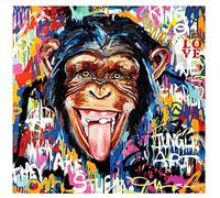 Banksy Pop Graffiti Street Art Abstrait Mignon Singe Toile tableau Peinture Affiches Et Gravures Murale Art Tableaux Pour Salon Decoration Sans Cadre 40×40cm