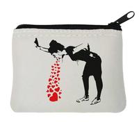 Banksy Porte-monnaie en néoprène Motif cœur Inscription Love Sick Girl Vomiting Valentine's Day Blanc 10 x 11 cm, blanc, Taille unique
