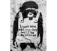 Banksy Poster AFFE Laugh Now, but one Day We'll be in Charge (42 x 59 cm) + coffret cadeau blanc prêt à offrir.