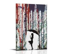 Banksy Poster artistique imprimé arc-en-ciel Lovers in The Rain Graffiti Street par Banksy Décoration murale à suspendre pour chambre à coucher 60 x 90 cm