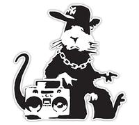 BANKSY Rat Ghetto Motif | Décoration murale graffiti Autocollant en vinyle | Urban Art fenêtre, voiture, ordinateur portable Autocollant - Large - 20x20cm