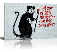 Banksy Rat I'm Out of Bed Graffiti Street Art Impression sur toile prête à l'emploi sur châssis Décoration murale pour salon XXL 30 x 40 cm