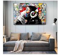 Banksy Singe Graffiti Toile Peinture Affiche et Impressions Animal Mur Art Photos pour Salon Décor À La Maison 50x70cm sans cadre