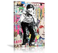 Banksy Street Art Boy Prendre des Photos Posters Prints Graffiti Art Toile Peinture Wall Art Photo pour Salon Home Decor 30x42cm(12x17in) Avec Cadre