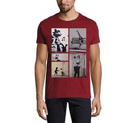 Banksy Street Art Divers Tag Graffiti Crew Neck Cotton T-Shirt Homme Bordeaux, bordeaux, XXL