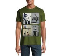 Banksy Street Art Divers Tag Graffiti Crew Neck Cotton T-Shirt Homme Hunter Green, vert chasse, M