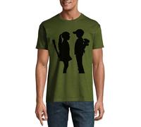 Banksy Street Art Heartbreaker and Sad True Love Crew Neck Cotton Men's T-Shirt Hunter Green, vert chasse, M