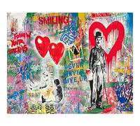 Banksy Street Art Peinture par numéro Graffiti Charlie Chaplin Peinture à l'huile numérique avec pinceaux et pigments acryliques Toile à faire soi-même Peinture par numéros pour débutants encadrée)